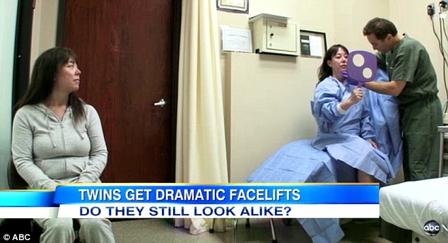 Standing by: Donna (left) watched on as Miki (right) prepared for her experimental surgery in Beverly Hills